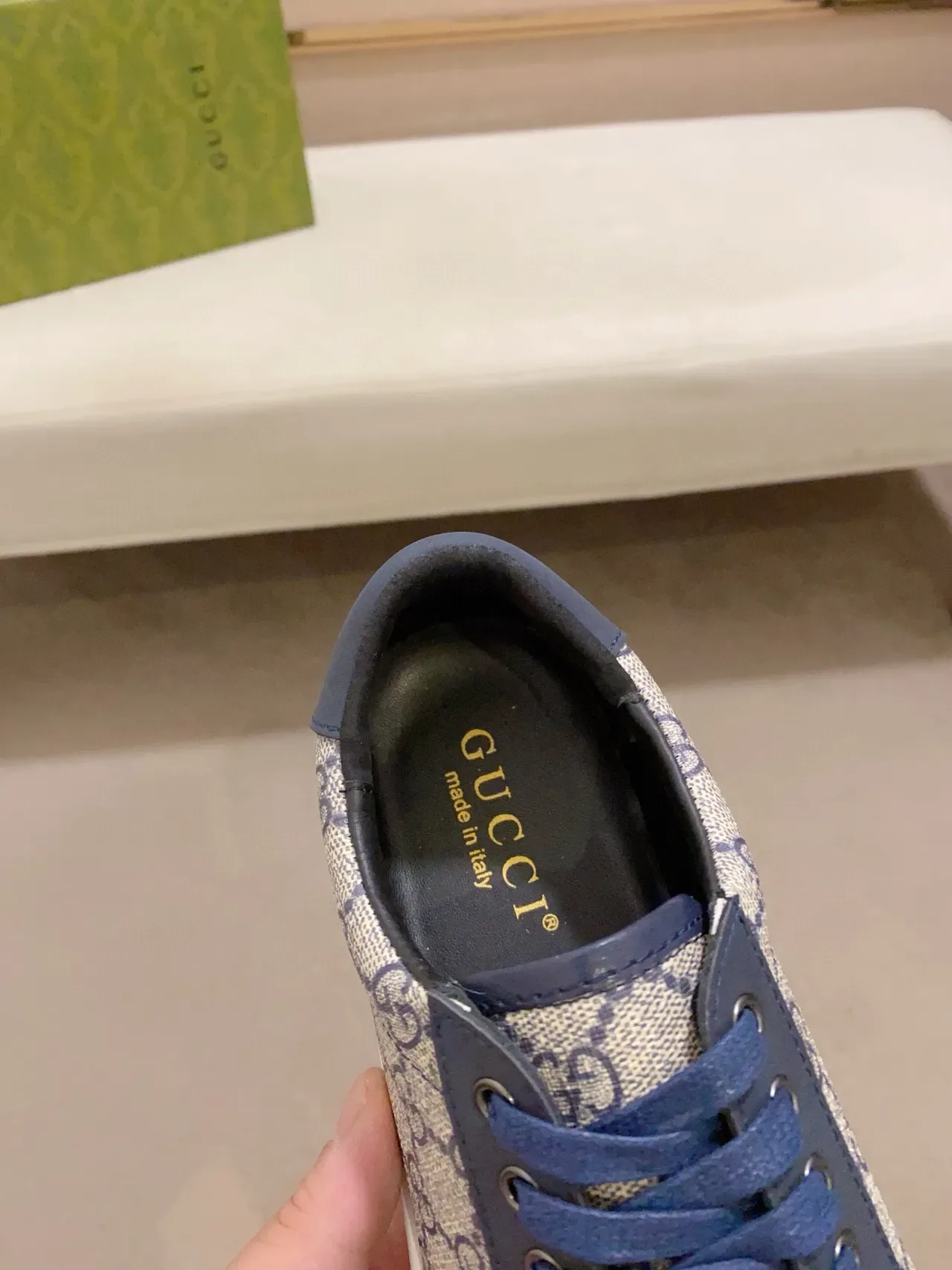 Gucci GG Monogram Canvas e Couro Navy Lifestyle Sneakers 3
