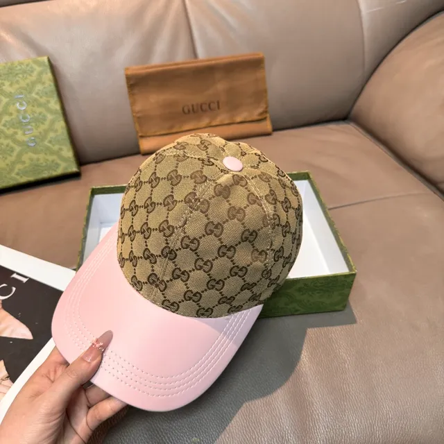 Gucci GG Monogram Pink Brim Baseball Cap 6