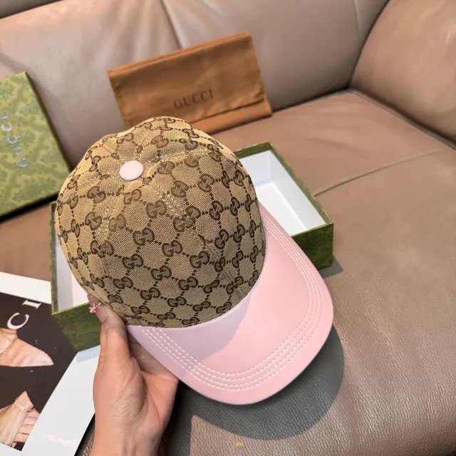 Gucci GG Monogram Pink Brim Baseball Cap 7