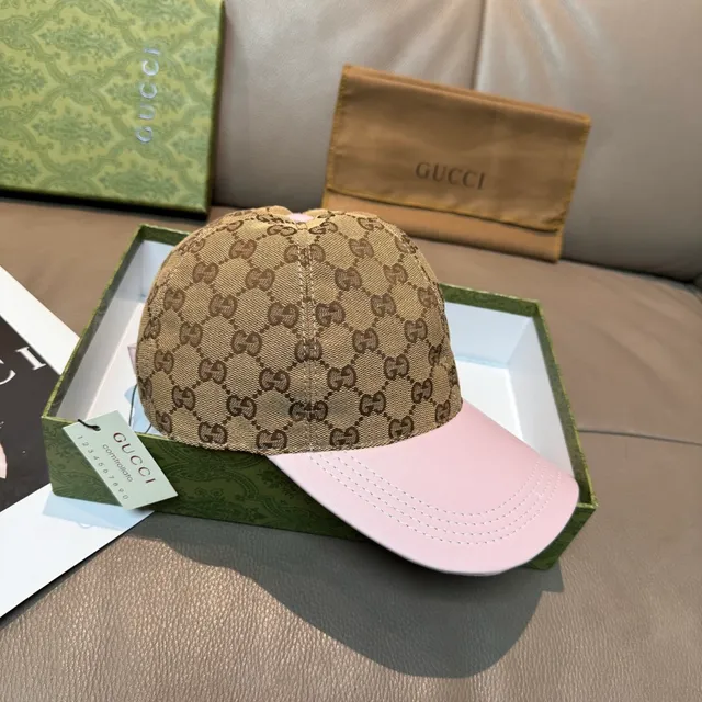 Gucci GG Monogram Pink Brim Baseball Cap 8
