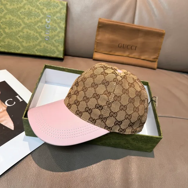 Gucci GG Monogram Pink Brim Baseball Cap 9