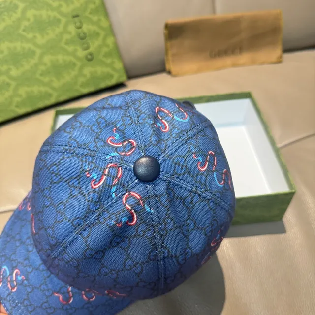 Gucci GG Monogram Serpentine Motif Blue Baseball Cap 5
