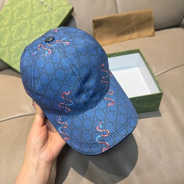 Gucci GG Monogram Serpentine Motif Blue Baseball Cap 6