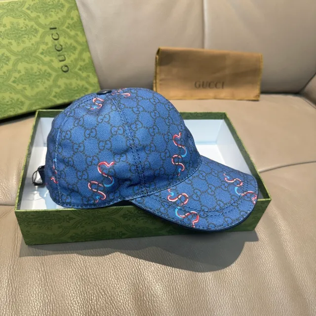 Gucci GG Monogram Serpentine Motif Blue Baseball Cap 7