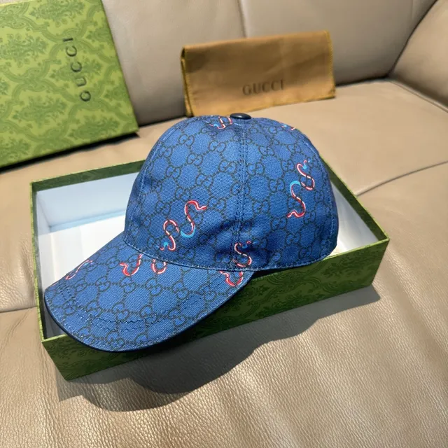Gucci GG Monogram Serpentine Motif Blue Baseball Cap 8