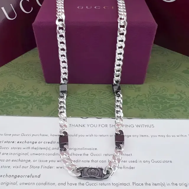 Gucci Gold Black Curb-Link Chain Metal Bracelet 4