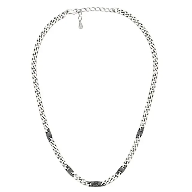 Gucci Gold Black Curb-Link Chain Metal Bracelet 9