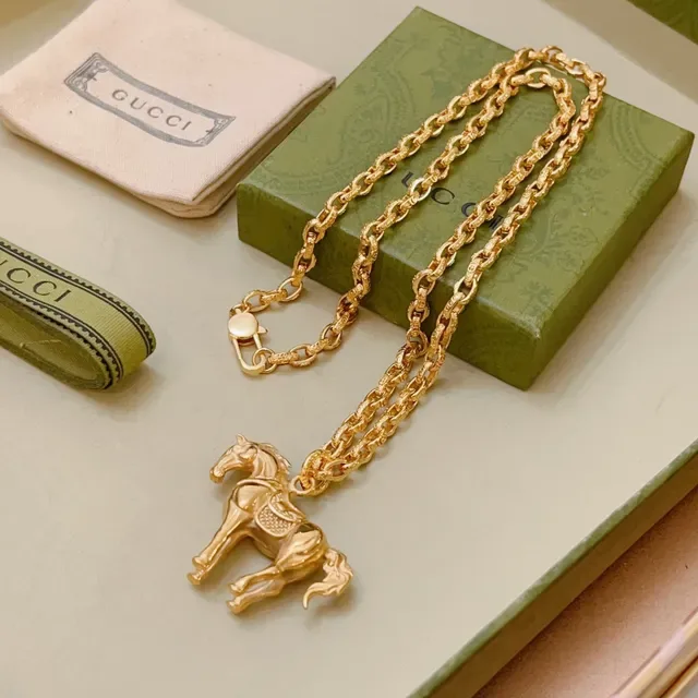 Gucci Gold-Tone Horse Pendant Necklace 3