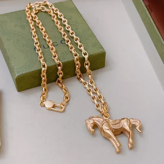 Gucci Gold-Tone Horse Pendant Necklace 4
