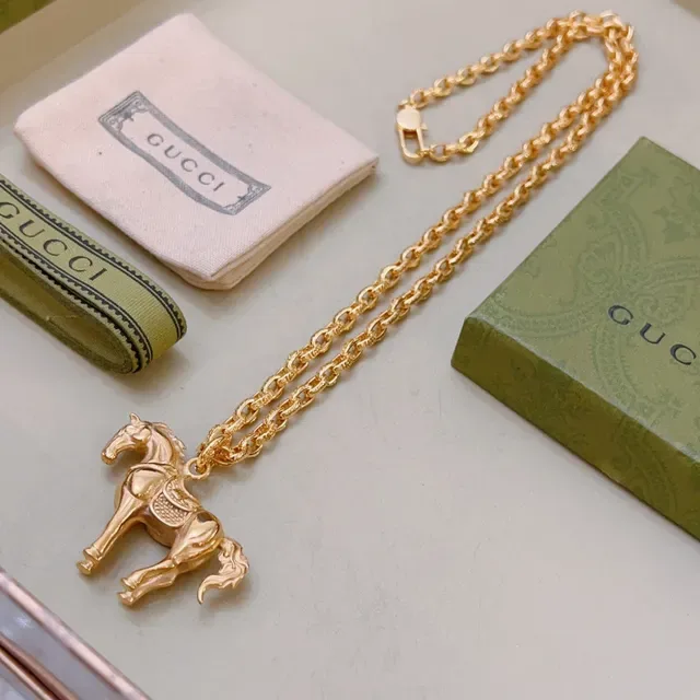 Gucci Gold-Tone Horse Pendant Necklace 8