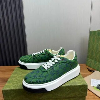 Gucci Green White GG Monogram Canvas Chunky Platform Sole Lifestyle Sneakers