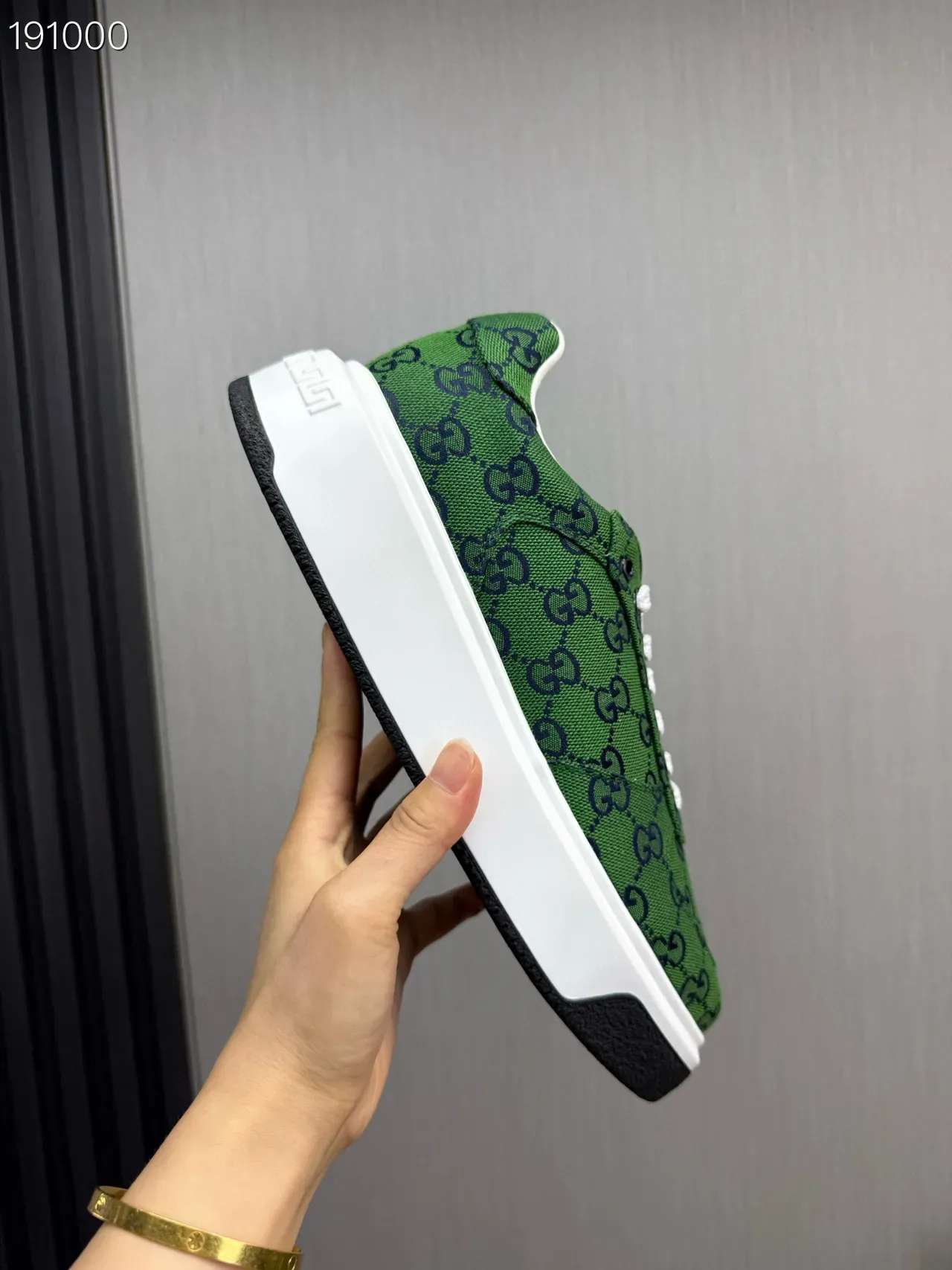 Gucci Green White GG Monogram Canvas Chunky Platform Sole Lifestyle Sneakers 5