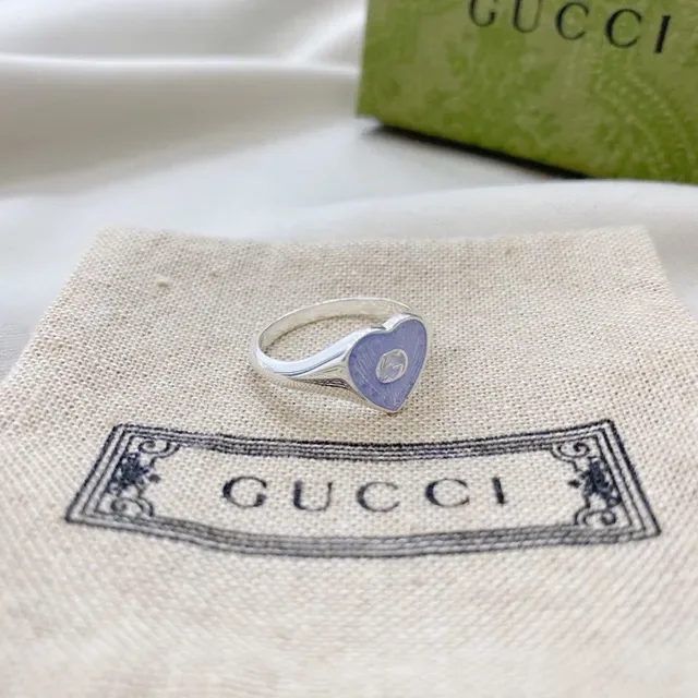 Gucci Heart Enamel Interlocking G Ring 9