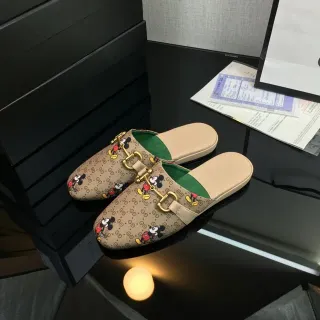 Gucci Horsebit 1955 Beige Multicolor GG Monogram Canvas Mickey Mouse Print Casual Shoes