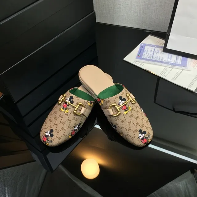 Gucci Horsebit 1955 Beige Multicolor GG Monogram Canvas Mickey Mouse Print Casual Shoes 2