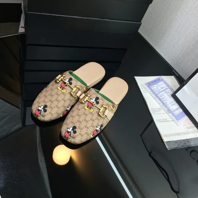Gucci Horsebit 1955 Beige Multicolor GG Monogram Canvas Mickey Mouse Print Casual Shoes 3