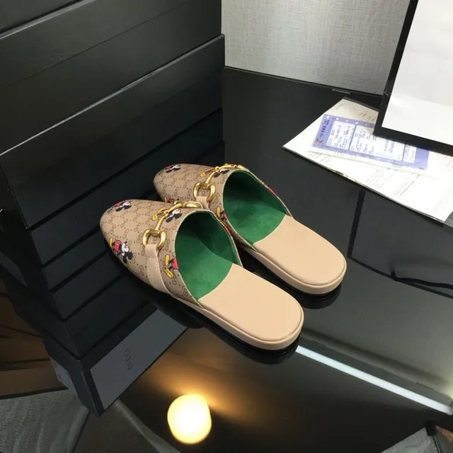 Gucci Horsebit 1955 Beige Multicolor GG Monogram Canvas Mickey Mouse Print Casual Shoes 7