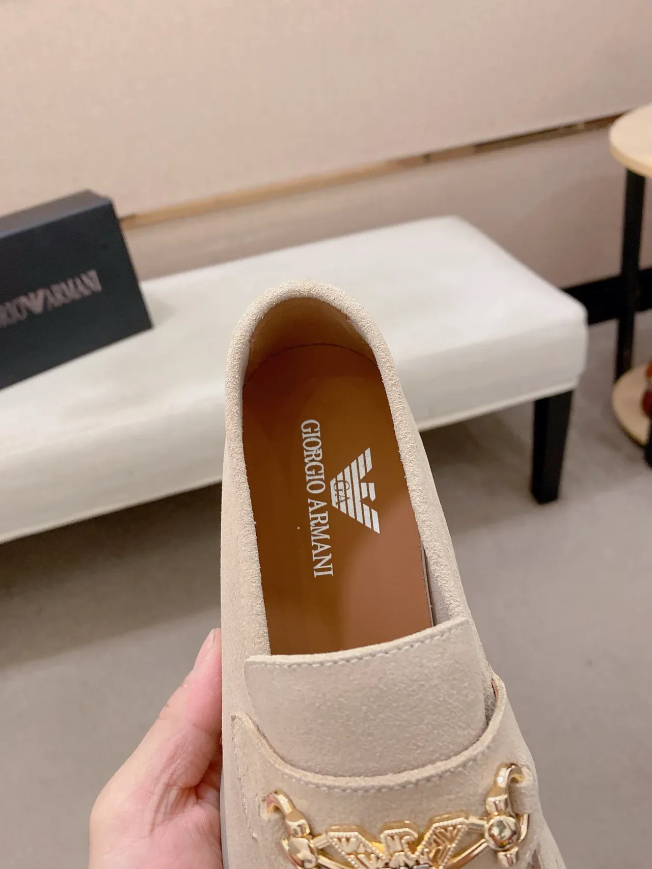 Gucci Horsebit 1955 Beige Suede Loafer 4
