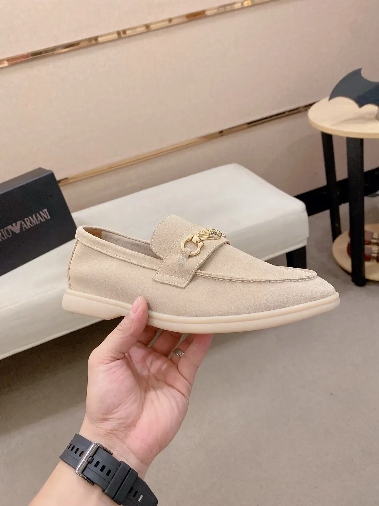 Gucci Horsebit 1955 Beige Suede Loafer 5