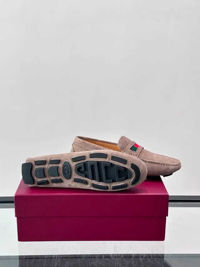 Gucci Horsebit 1955 Beige Suede Web Stripe Loafers 2