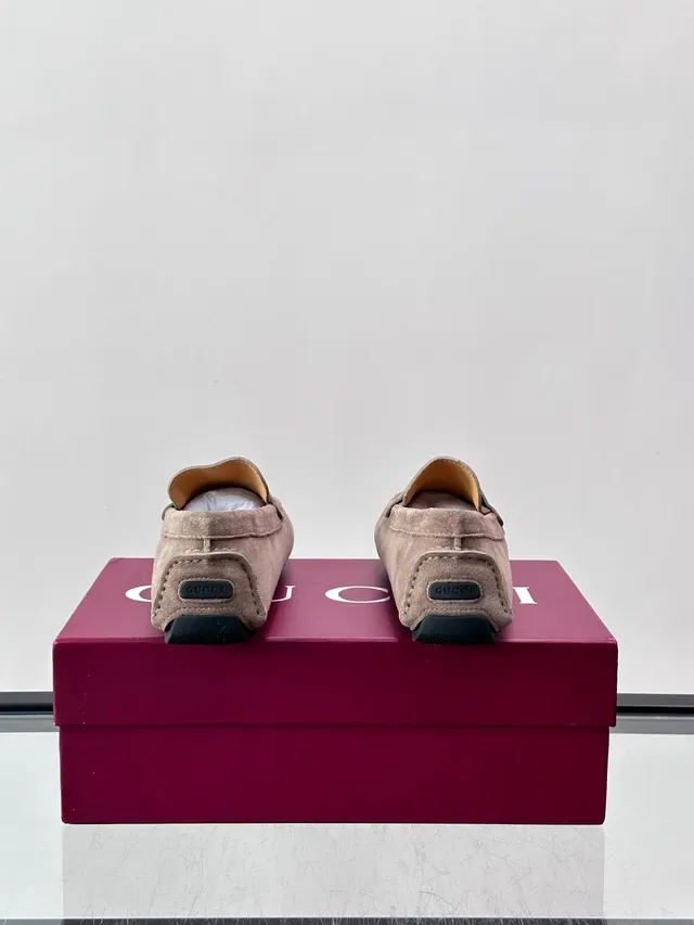 Gucci Horsebit 1955 Beige Suede Web Stripe Loafers 3
