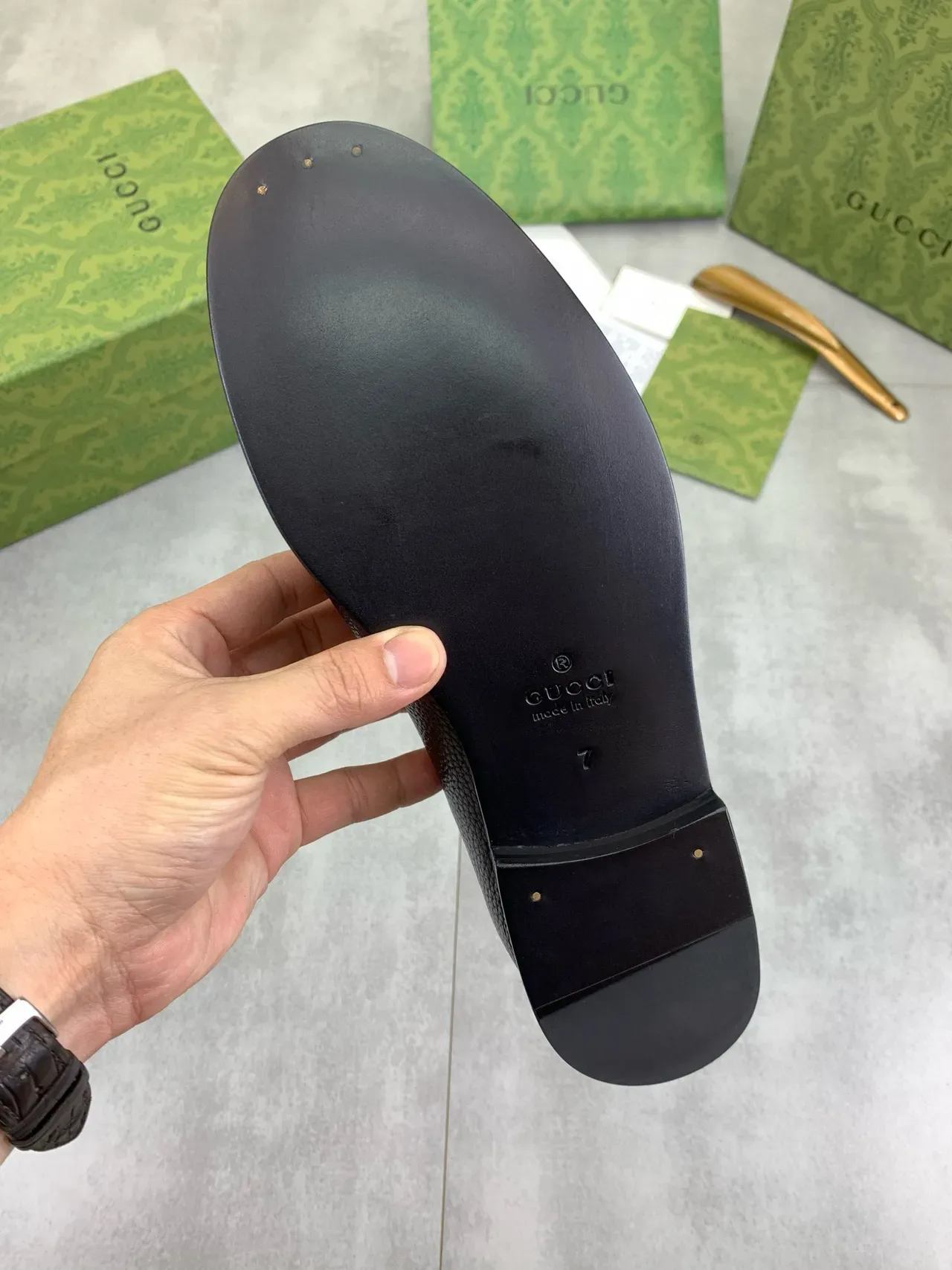 Gucci Horsebit 1955 Black GG-Embossed Pebbled Leather Loafers 4