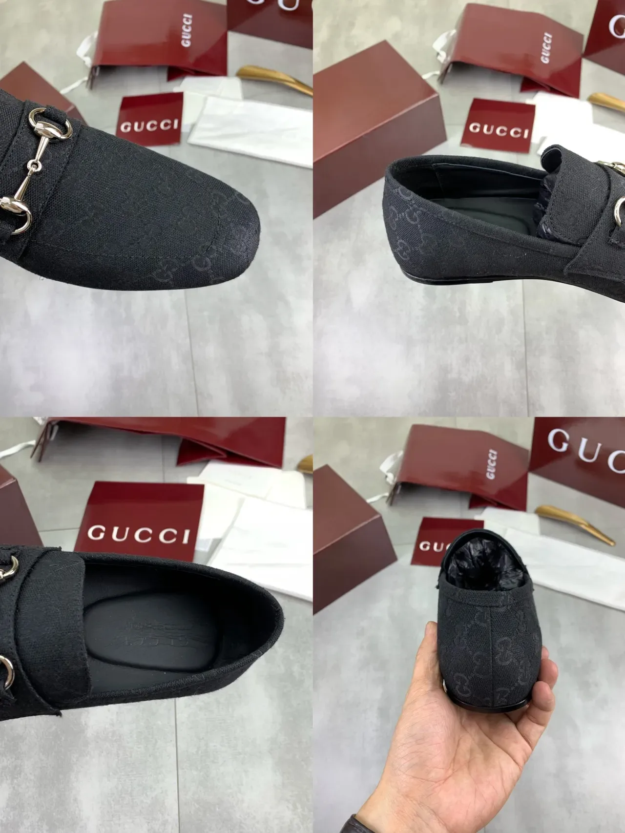 Gucci Horsebit 1955 Black GG Monogram Loafers 3