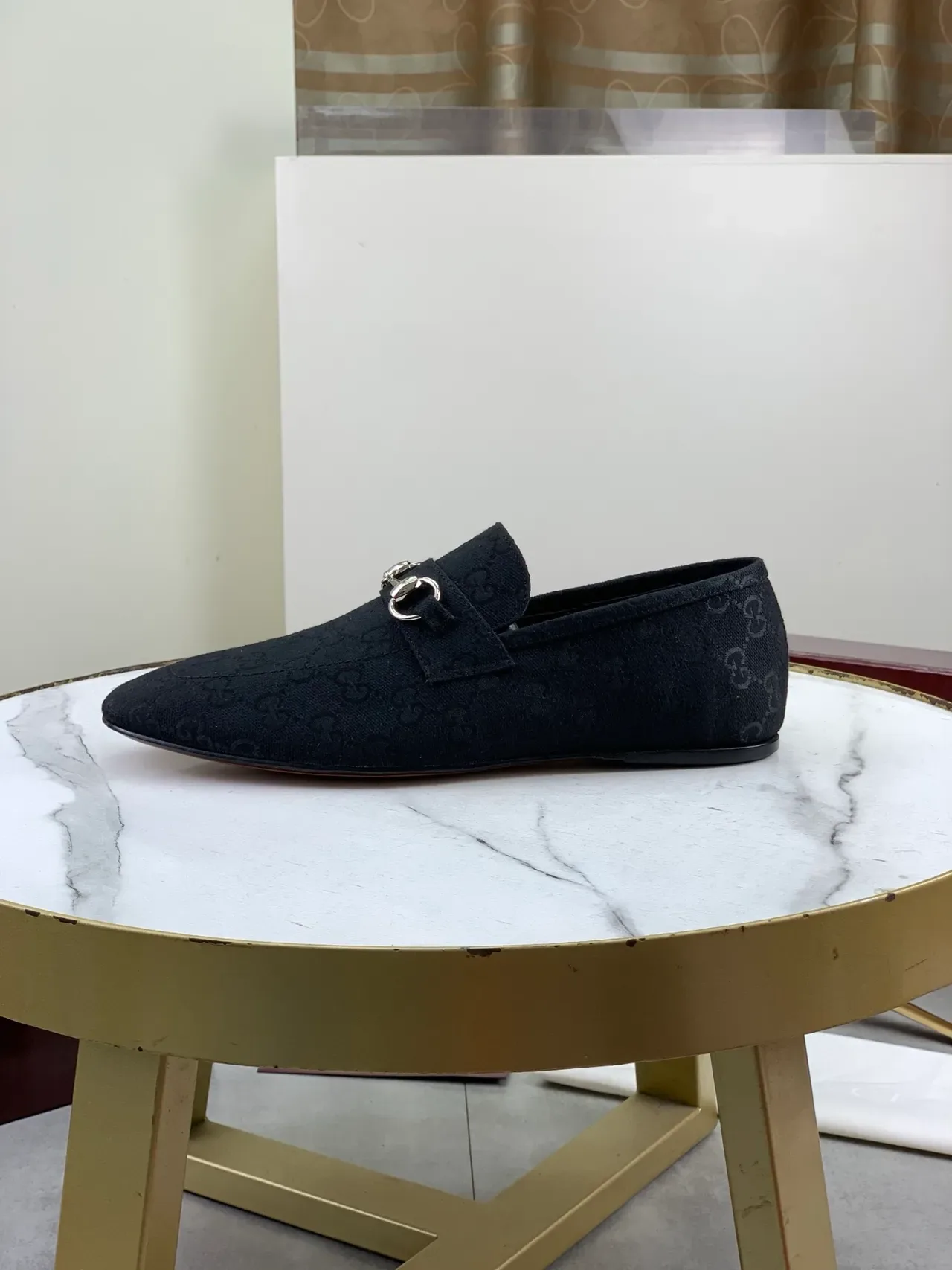 Gucci Horsebit 1955 Black GG Monogram Loafers 6
