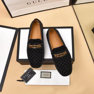 Gucci Horsebit 1955 黑色 GG Monogram 丝绒乐福鞋