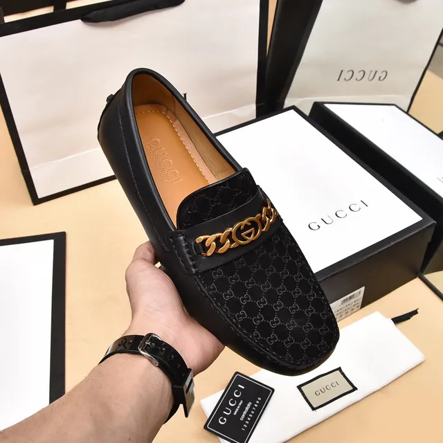 Gucci Horsebit 1955 Black GG Monogram Velvet Loafers 7