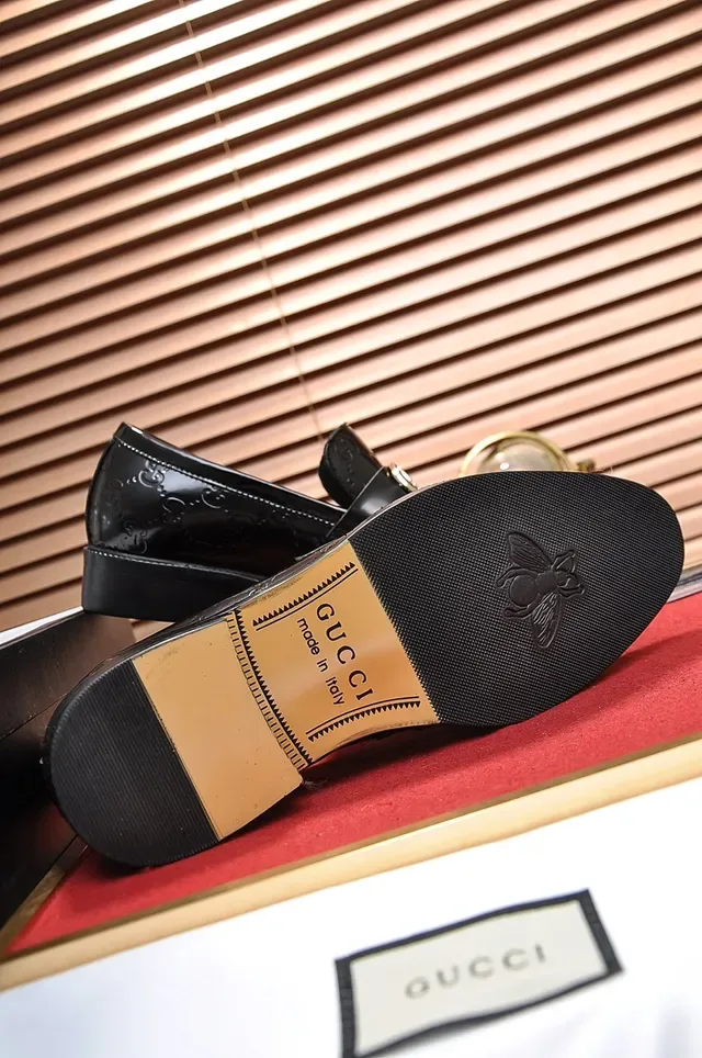 Gucci Horsebit 1955 Black Gold Monogrammed Leather Buckle Loafer 3