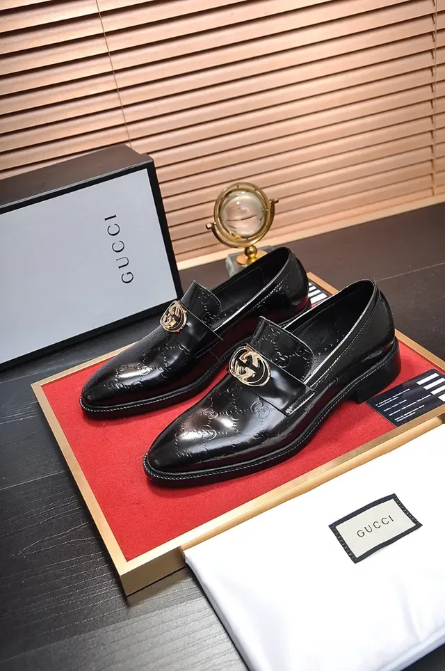Gucci Horsebit 1955 Black Gold Monogrammed Leather Buckle Loafer 4
