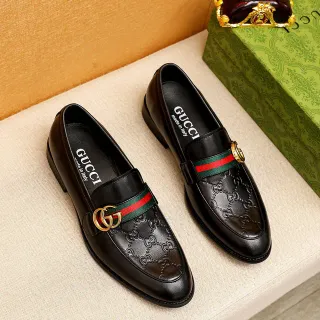 Gucci Horsebit 1955 黑色绿色 压花 GG Monogram 网带 乐福鞋