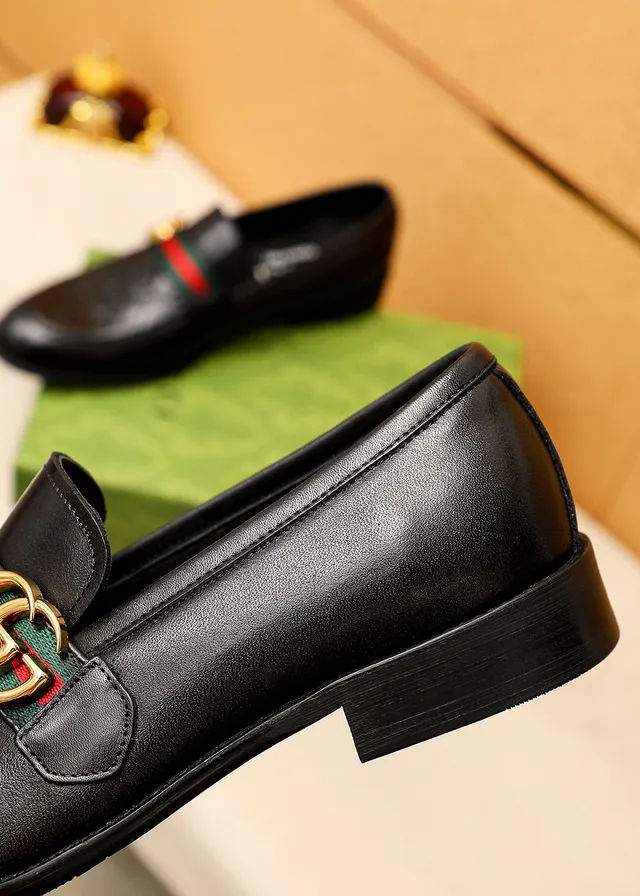 Gucci Horsebit 1955 Black Green Embossed GG Monogram Web Strap Loafer 4
