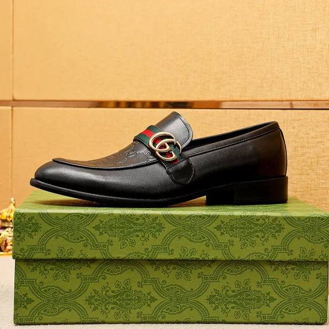 Gucci Horsebit 1955 Black Green Embossed GG Monogram Web Strap Loafer 7