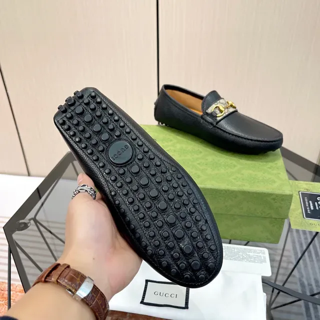 Gucci Horsebit 1955 Black Pebbled Leather Loafers 2