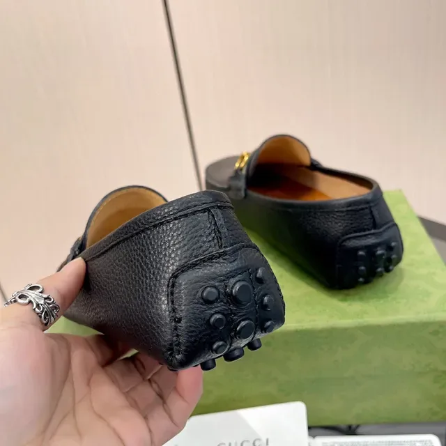 Gucci Horsebit 1955 Black Pebbled Leather Loafers 3
