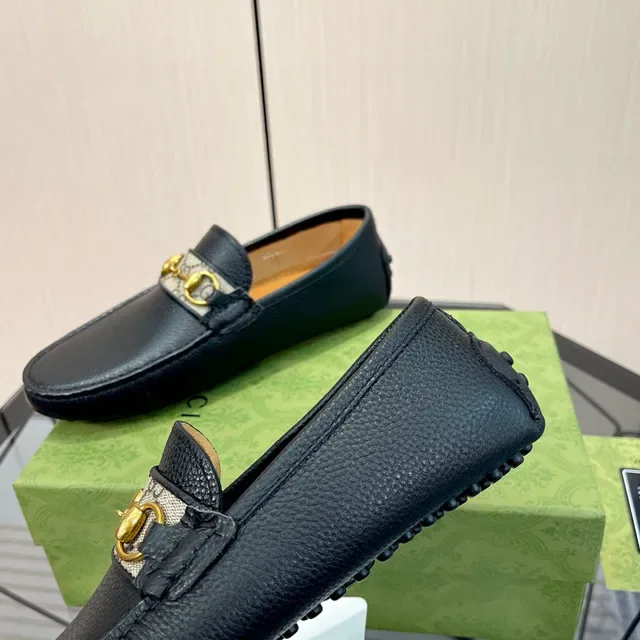 Gucci Horsebit 1955 Black Pebbled Leather Loafers 5