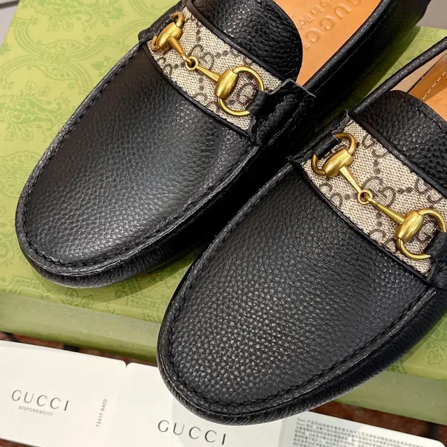 Gucci Horsebit 1955 Black Pebbled Leather Loafers 6