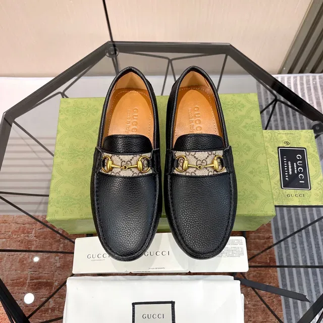 Gucci Horsebit 1955 Black Pebbled Leather Loafers 8