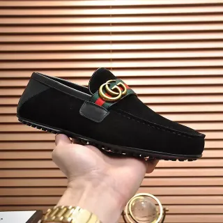 Gucci Horsebit 1955 काली सूड वेब स्ट्रैप लोफर