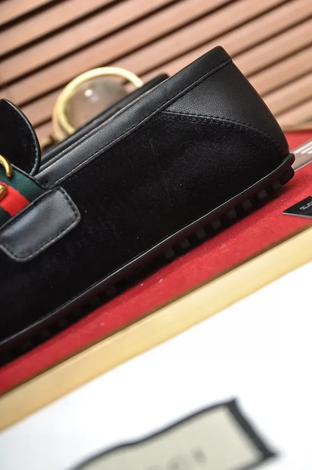Gucci Horsebit 1955 Black Suede Web Strap Loafer 2