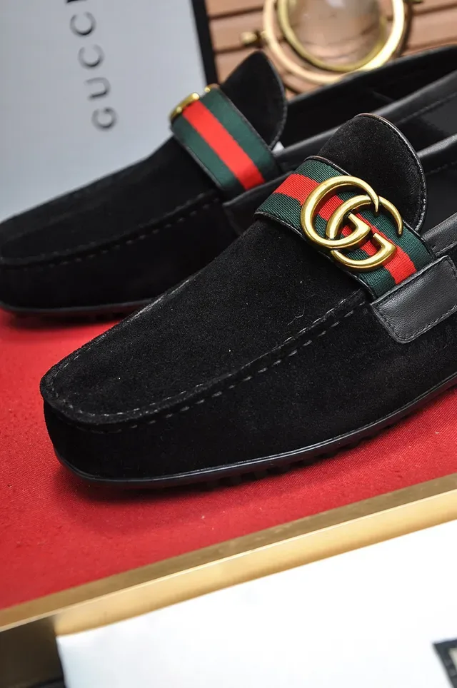 Gucci Horsebit 1955 Black Suede Web Strap Loafer 3