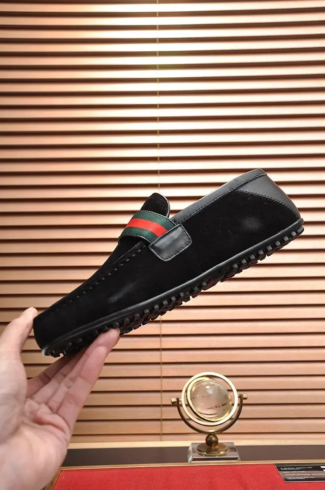 Gucci Horsebit 1955 Black Suede Web Strap Loafer 5