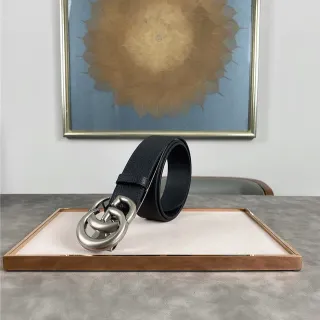 Gucci Horsebit 1955 Black Textured Leather Belt