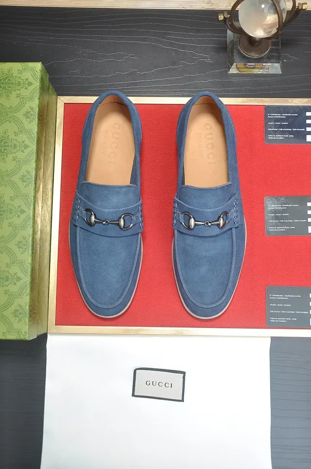 Gucci Horsebit 1955 Blue Suede Loafers 5