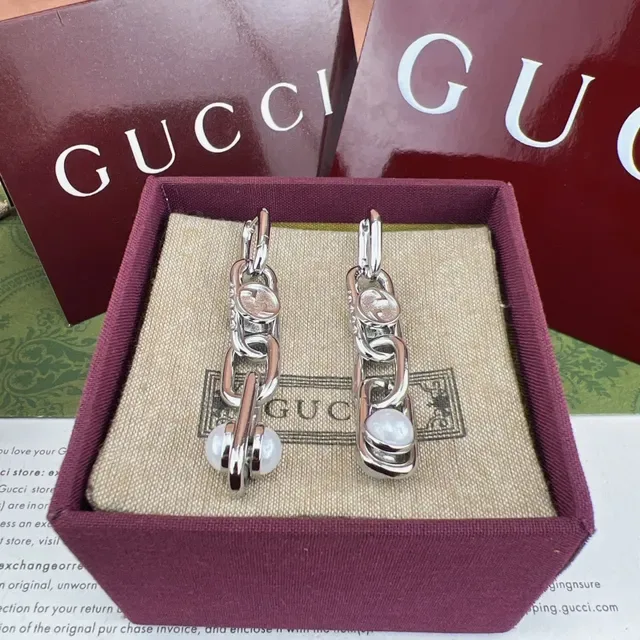 أقراط Gucci Horsebit 1955 سلسلة لؤلؤ قطرة 4