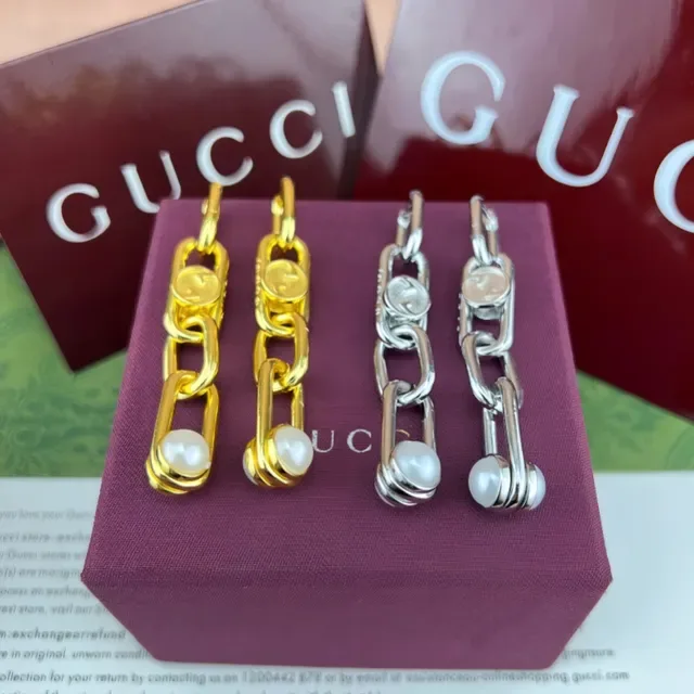 أقراط Gucci Horsebit 1955 سلسلة لؤلؤ قطرة 6