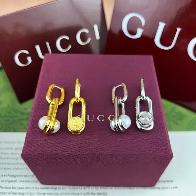 أقراط Gucci Horsebit 1955 سلسلة لؤلؤ قطرة 7