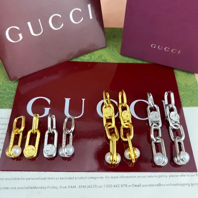 أقراط Gucci Horsebit 1955 سلسلة لؤلؤ قطرة 8